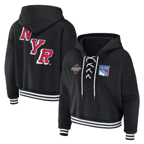 New York Rangers WEAR Erin Andrews Lace Up Hoodie XL - Picture 1 of 7